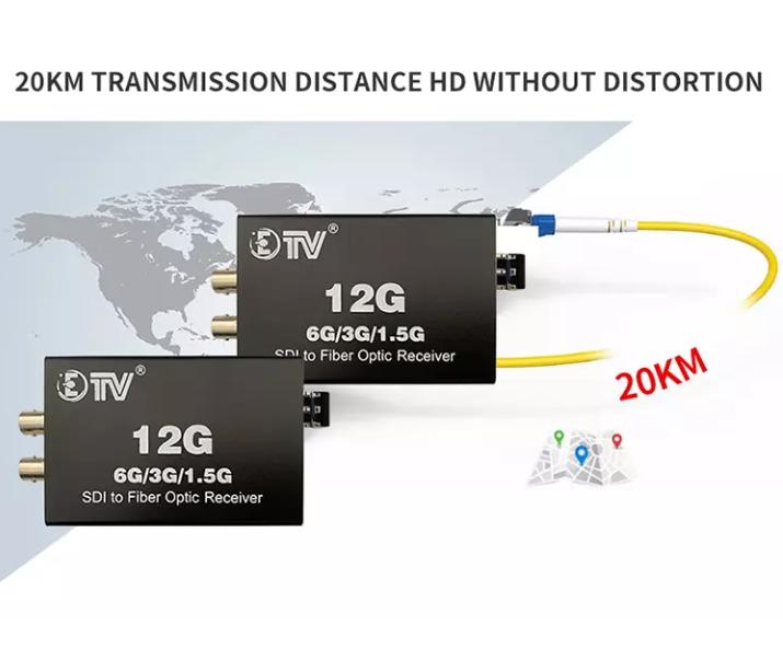 12G SDI Fiber Extender 4k Single Mode SFP Transmitter and Receiver 12g SDI to Fi