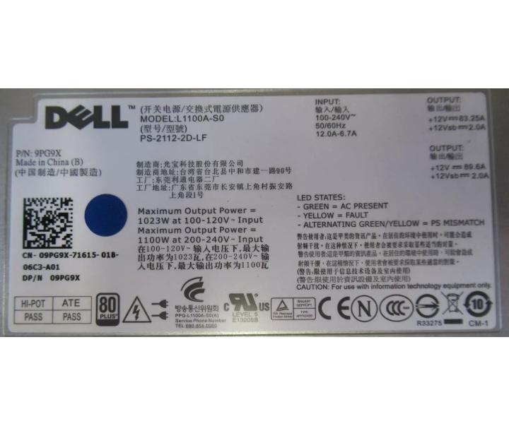 L1100A-S0 Hot-Swap 9PG9X R510 R810 R910 T710 1100W