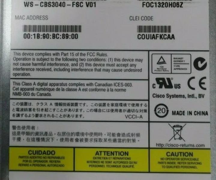 WS-CBS3040-FSC A3C40083331