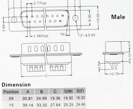 D-SUB 10pcs RS232