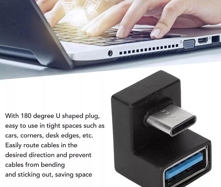 10x Tablet Mobile Phone U Shape Adapter USB 3 1 C Male to 3 0 A Female Extender