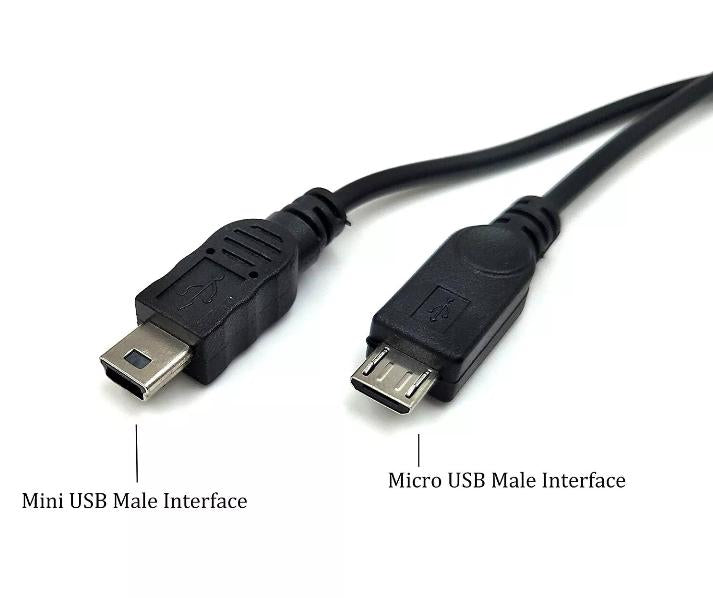 10x USB Mini Female to Mini USB Male Micro Male 2 in 1 Converter Charging Cable