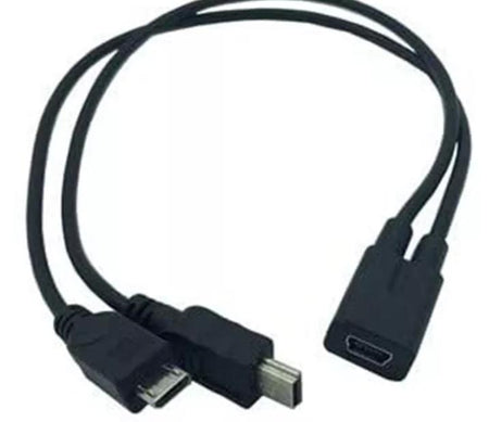 10x USB Mini Female to Mini USB Male Micro Male 2 in 1 Converter Charging Cable