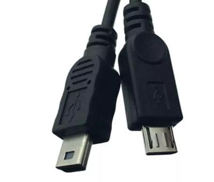 10x USB Mini Female to Mini USB Male Micro Male 2 in 1 Converter Charging Cable