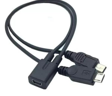 10x USB Mini Female to Mini USB Male Micro Male 2 in 1 Converter Charging Cable