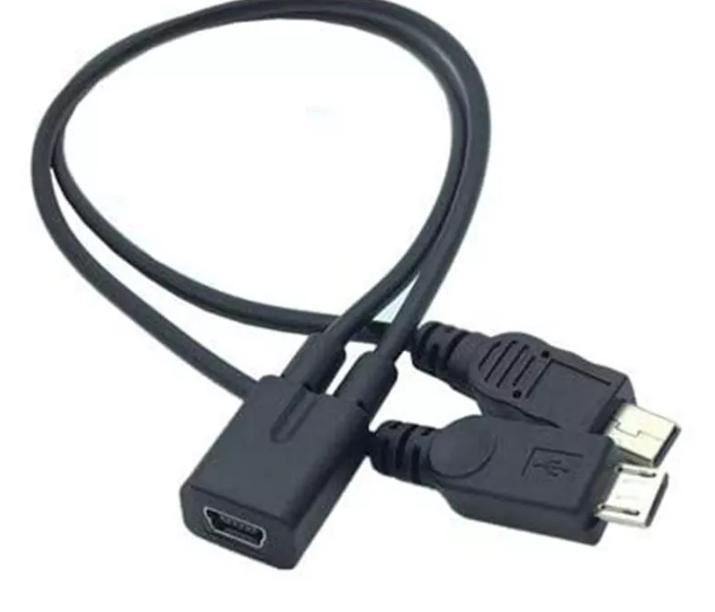10x USB Mini Female to Mini USB Male Micro Male 2 in 1 Converter Charging Cable