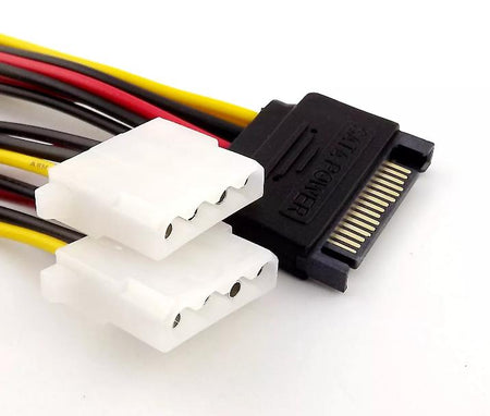 15 Pin SATA Male to Dual 4 Pin Molex IDE Female Y Splitter Power Adapter Cable