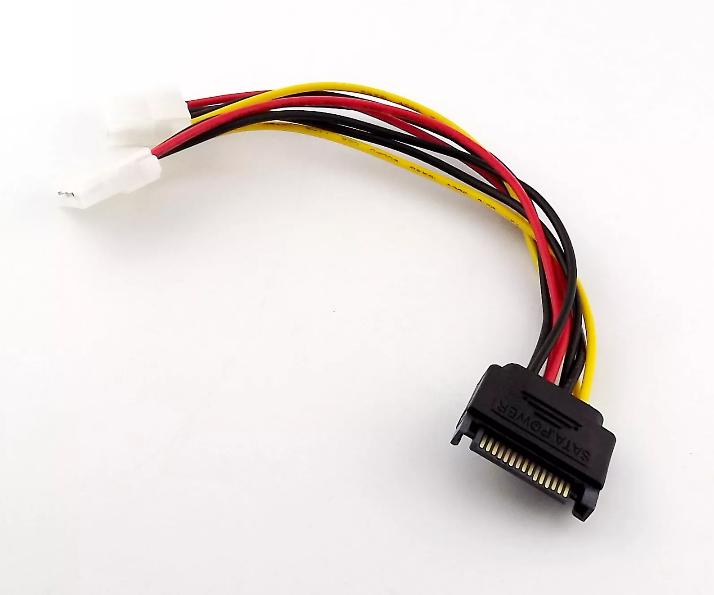 15 Pin SATA Male to Dual 4 Pin Molex IDE Female Y Splitter Power Adapter Cable