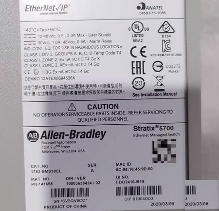 1783-BMS10CL -40 C 60 C Class I Zone 2 Ex