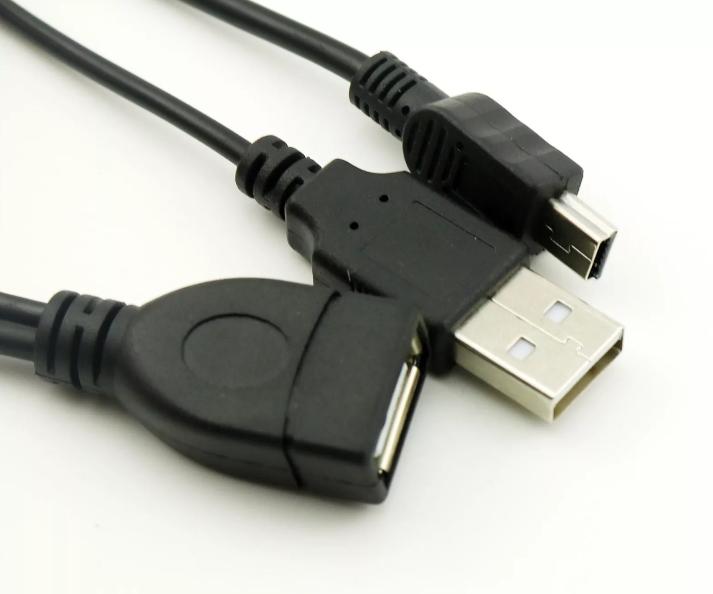 1FT USB 2 0 A Female to A Male and Mini Male Extension Adapter Y Splitter Cable
