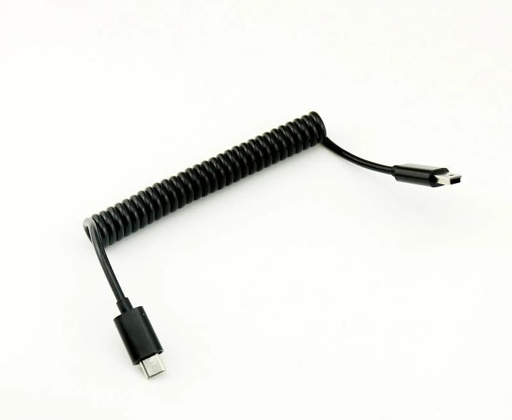 1pc 1M 3FT Spiral Coiled Micro USB B Male 5 Pin to Mini USB B Male Adapter Cable