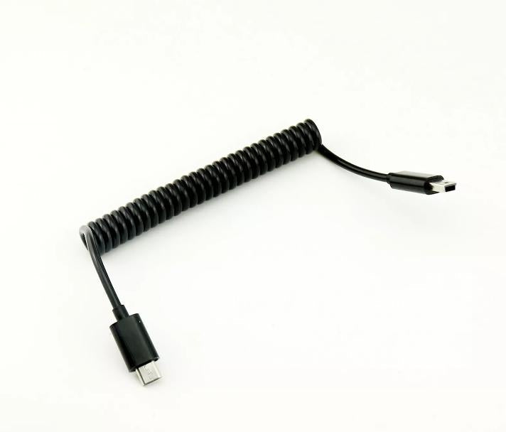 1pc 1M 3FT Spiral Coiled Micro USB B Male 5 Pin to Mini USB B Male Adapter Cable