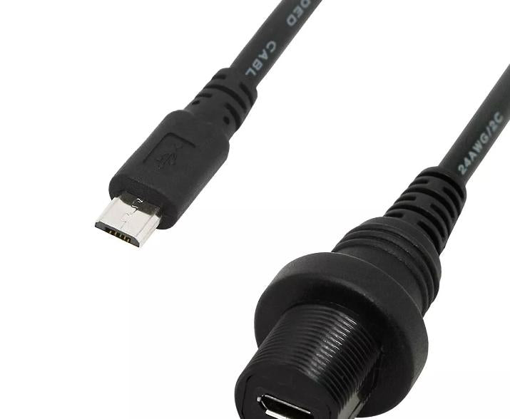 1pc Micro USB Male to Female Mount Extension Dash Flush Dashboard Cable Car Boat