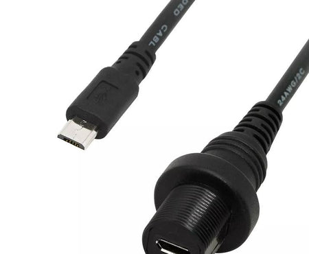 1pc Micro USB Male to Female Mount Extension Dash Flush Dashboard Cable Car Boat