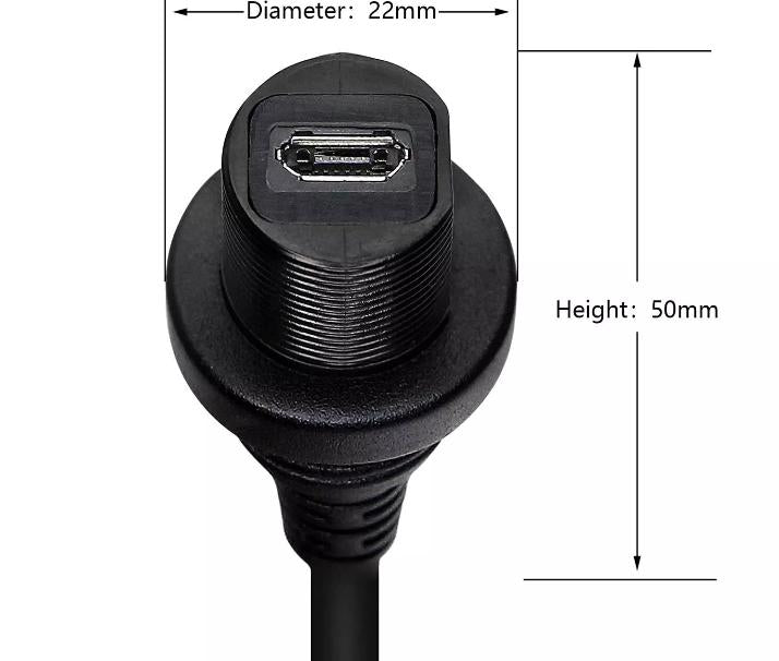 1pc Micro USB Male to Female Mount Extension Dash Flush Dashboard Cable Car Boat