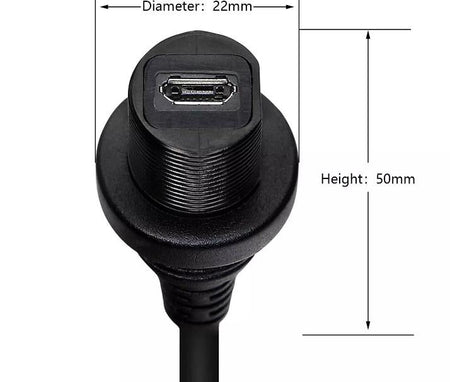1pc Micro USB Male to Female Mount Extension Dash Flush Dashboard Cable Car Boat