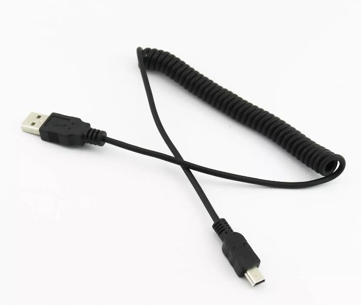 1pc USB 2 0 A Male to Mini 5 Pin Male Plug Spiral Coiled Connector Cable Cord