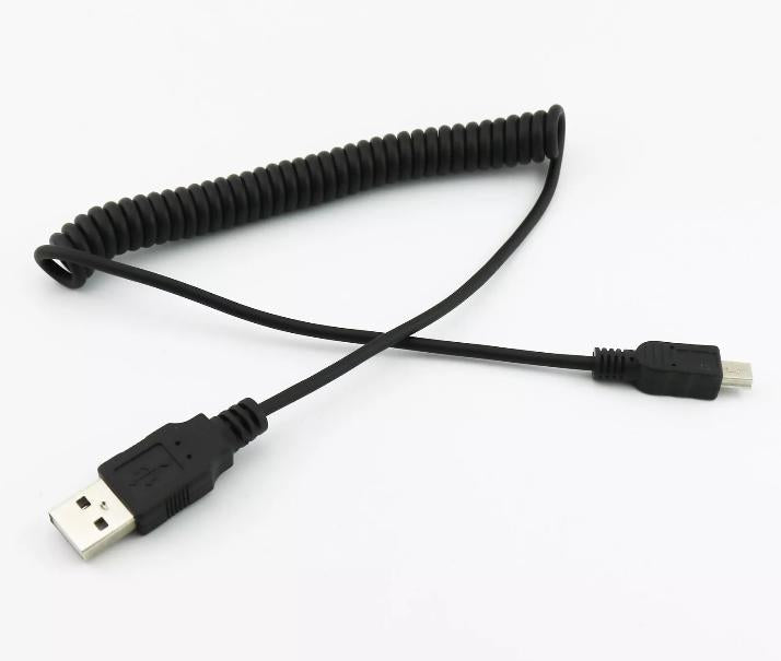 1pc USB 2 0 A Male to Mini 5 Pin Male Plug Spiral Coiled Connector Cable Cord