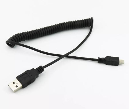 1pc USB 2 0 A Male to Mini 5 Pin Male Plug Spiral Coiled Connector Cable Cord