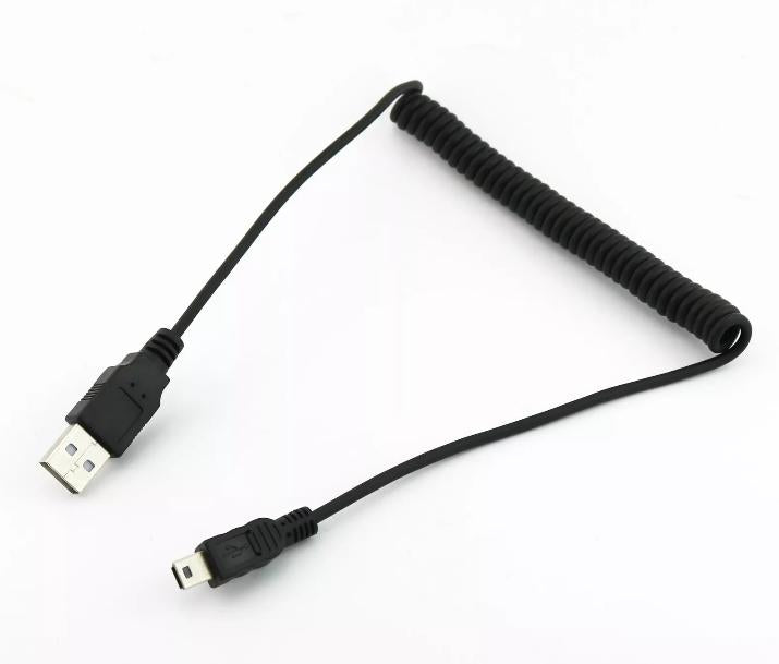 1pc USB 2 0 A Male to Mini 5 Pin Male Plug Spiral Coiled Connector Cable Cord