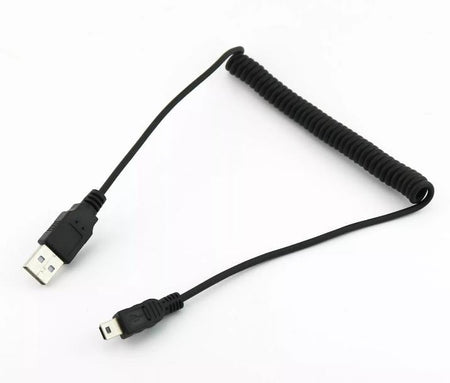 1pc USB 2 0 A Male to Mini 5 Pin Male Plug Spiral Coiled Connector Cable Cord
