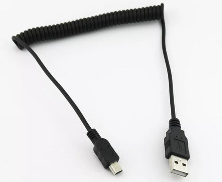 1pc USB 2 0 A Male to Mini 5 Pin Male Plug Spiral Coiled Connector Cable Cord
