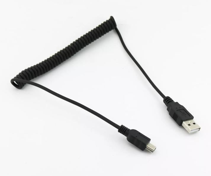 1pc USB 2 0 A Male to Mini 5 Pin Male Plug Spiral Coiled Connector Cable Cord