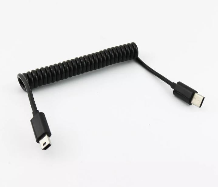 1pc USB 3 1 Type C Male To Mini 5 Pin Male Spiral Coiled Data Sync Charger Cable