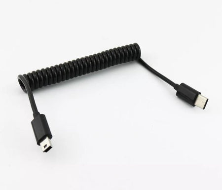 1pc USB 3 1 Type C Male To Mini 5 Pin Male Spiral Coiled Data Sync Charger Cable