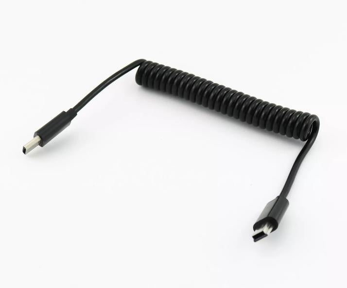 1pc USB 3 1 Type C Male To Mini 5 Pin Male Spiral Coiled Data Sync Charger Cable