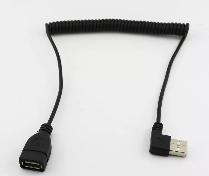 1x 1 5m USB 2 0 A Female to Male Right Angled Spiral Coiled Extension Cable Cord