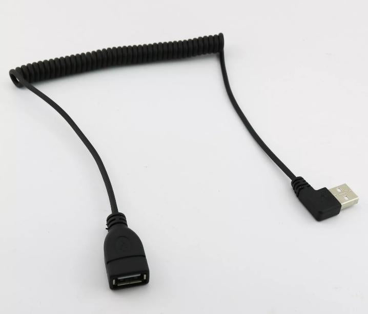 1x 1 5m USB 2 0 A Female to Male Right Angled Spiral Coiled Extension Cable Cord