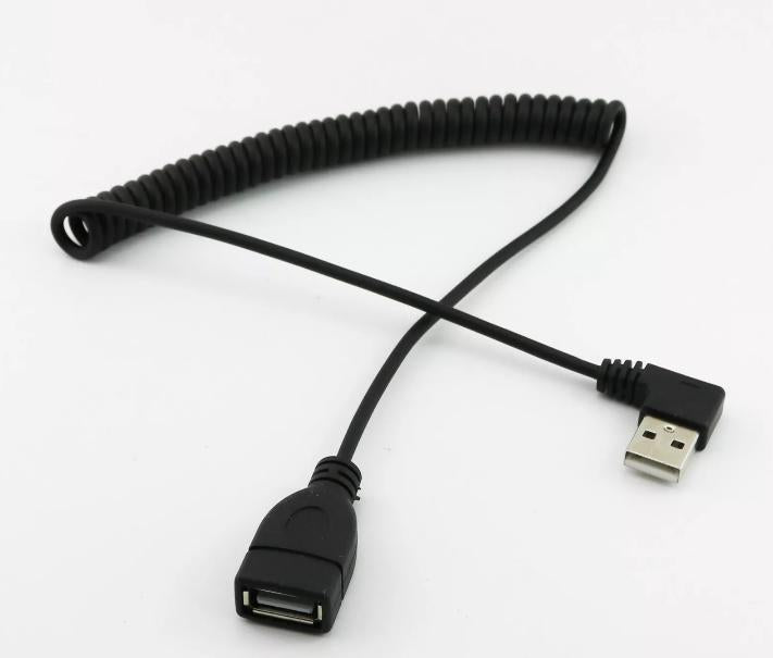 1x 1 5m USB 2 0 A Female to Male Right Angled Spiral Coiled Extension Cable Cord