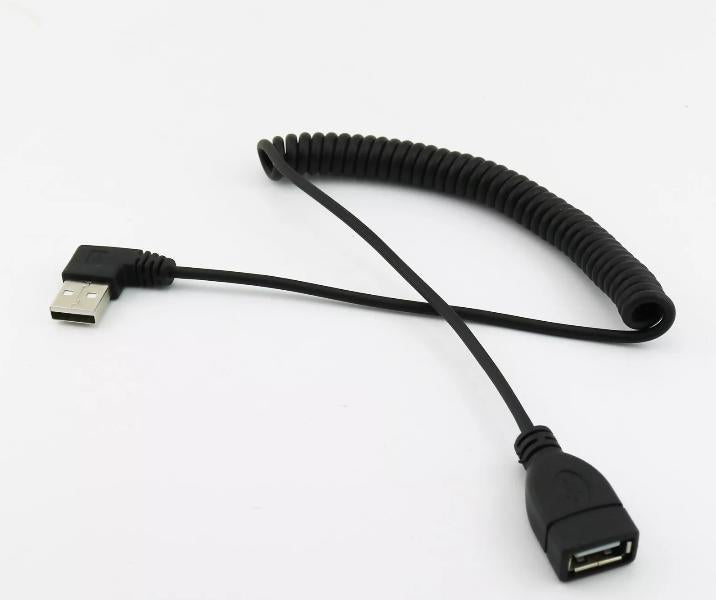1x 1 5m USB 2 0 A Female to Male Right Angled Spiral Coiled Extension Cable Cord