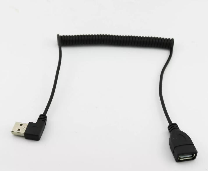 1x 1 5m USB 2 0 A Female to Male Right Angled Spiral Coiled Extension Cable Cord