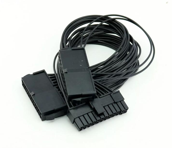 1x 24 Pin Male to Female Dual PSU Power Supply Cable ATX Motherboard Connector