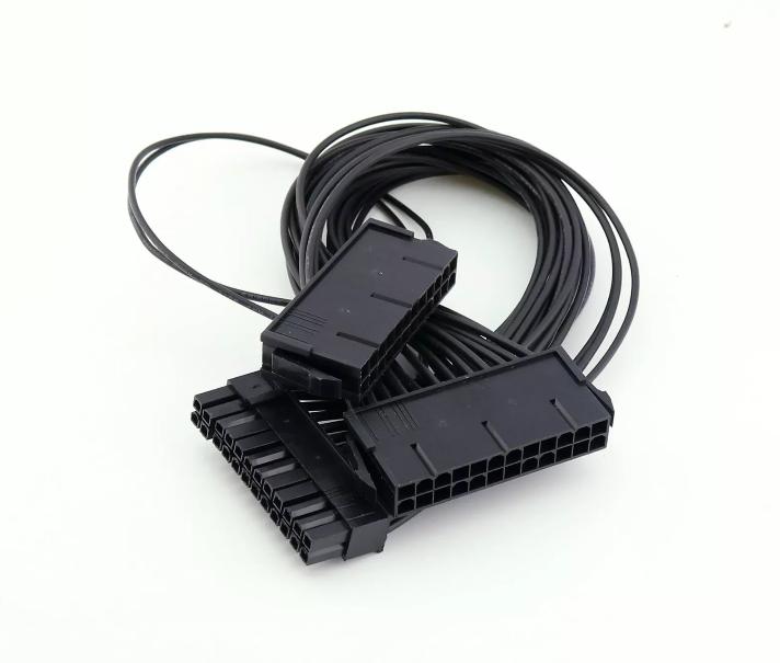 1x 24 Pin Male to Female Dual PSU Power Supply Cable ATX Motherboard Connector