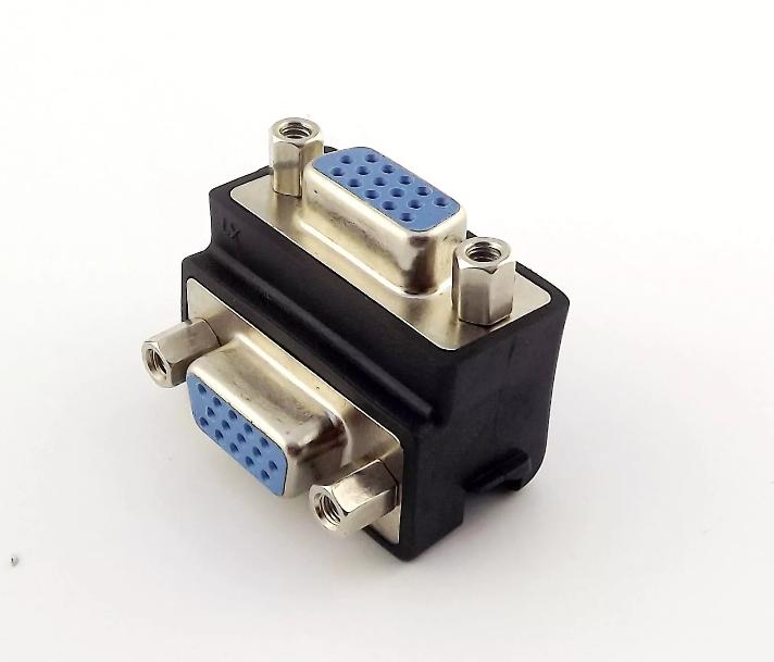 1x 90 Degree Right Angle 15 Pin VGA SVGA Female to Female Jack Connector Adapter