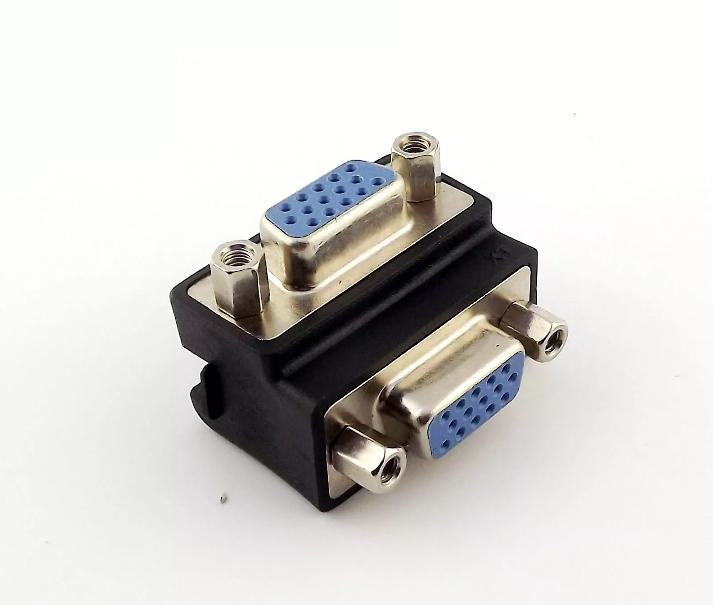 1x 90 Degree Right Angle 15 Pin VGA SVGA Female to Female Jack Connector Adapter