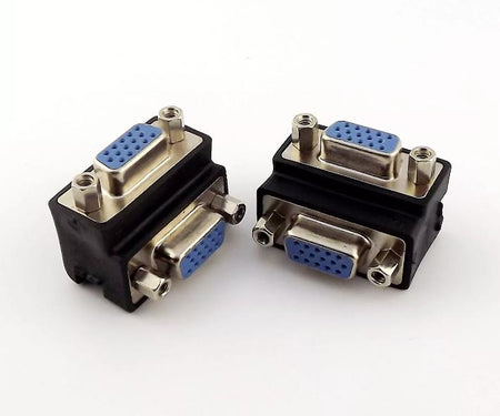 1x 90 Degree Right Angle 15 Pin VGA SVGA Female to Female Jack Connector Adapter