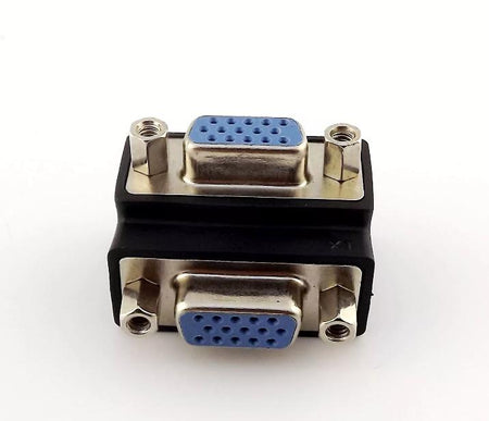 1x 90 Degree Right Angle 15 Pin VGA SVGA Female to Female Jack Connector Adapter