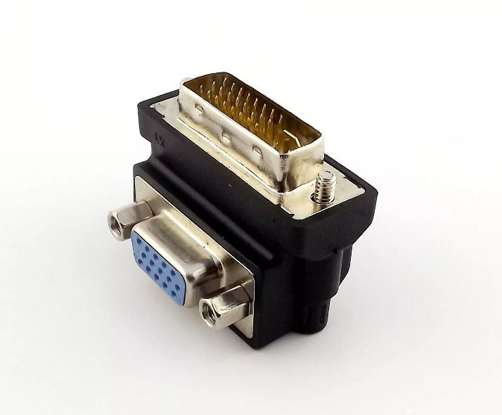 1x DVI 24 5 Pin Male to VGA Female Right Angle Video Converter Adapter Black