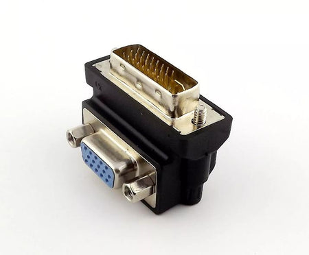 1x DVI 24 5 Pin Male to VGA Female Right Angle Video Converter Adapter Black