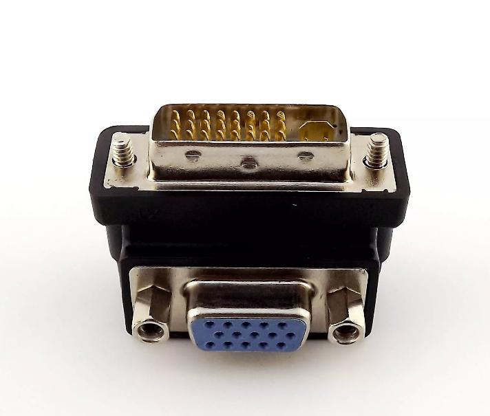 1x DVI 24 5 Pin Male to VGA Female Right Angle Video Converter Adapter Black
