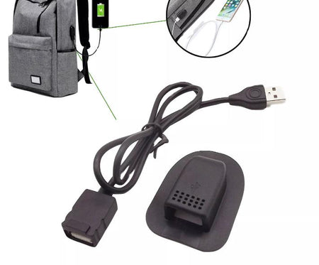 1x External USB Charging Port Interface Adapter Data Charging Cable for Backpack