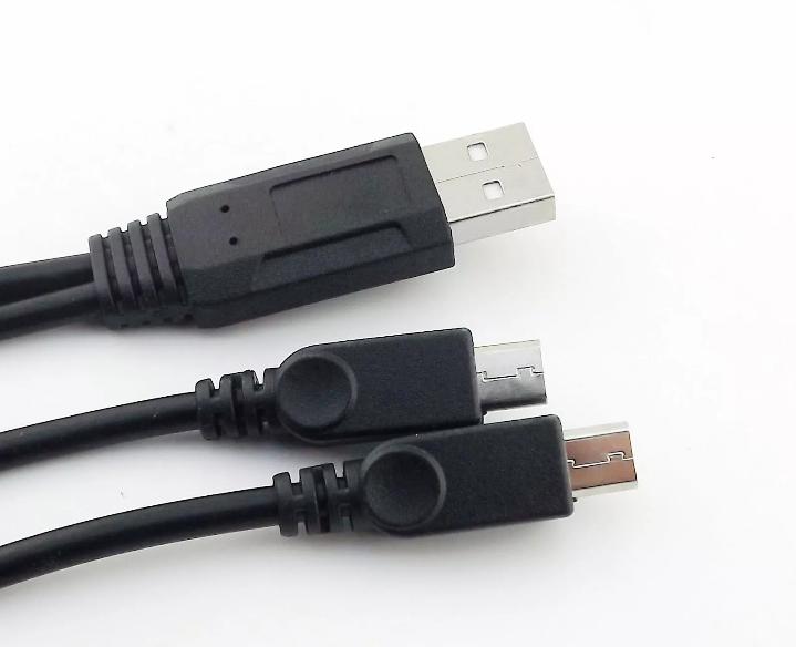 1x USB 2 0 A Male to Dual Micro USB Male Data Charge Y Splitter Cable Adapter