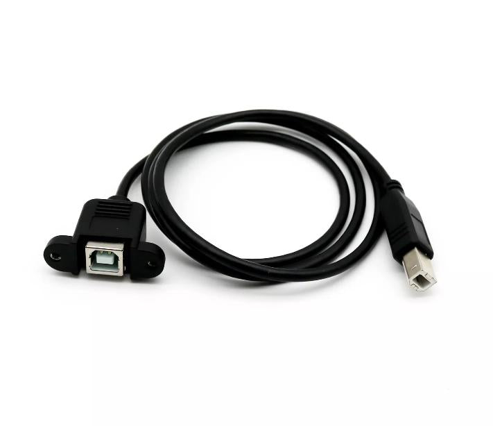 1x USB 2 0 B Female Socket Panel Mount to Male Plug Printer Extension Cable 3FT