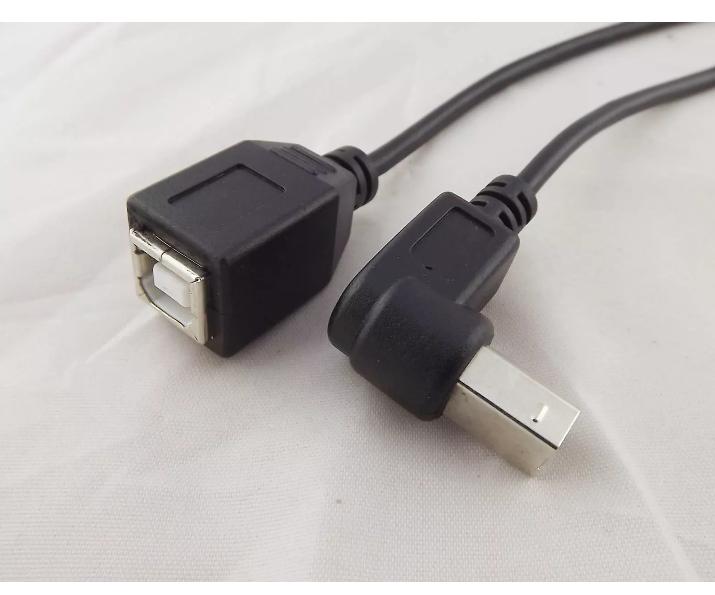 1x USB 2 0 B Female to Down Angle 90 Degree Male Printer Data Cable Black 1FT