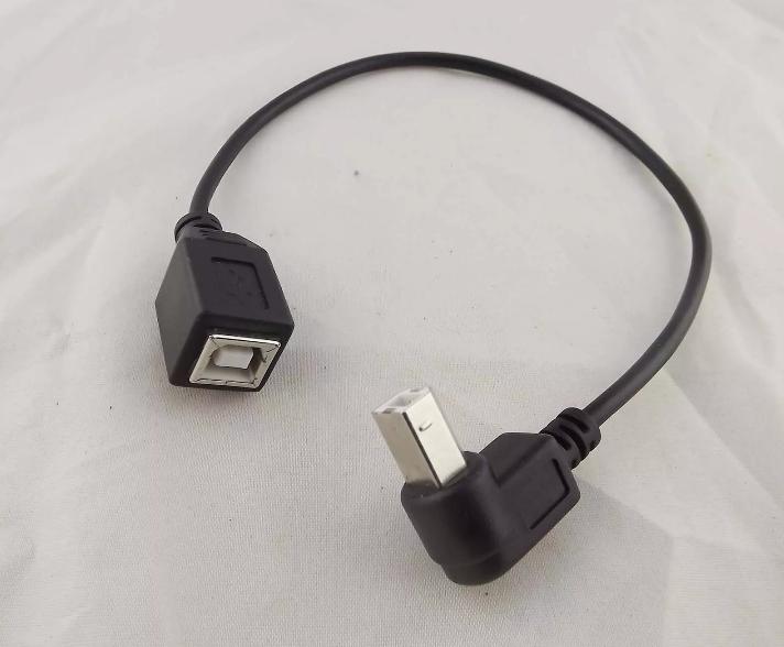 1x USB 2 0 B Female to Down Angle 90 Degree Male Printer Data Cable Black 1FT