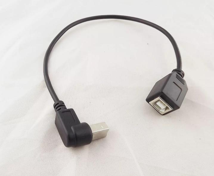1x USB 2 0 B Female to Down Angle 90 Degree Male Printer Data Cable Black 1FT